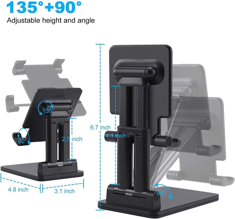 SOOPII Desktop Tablet Stand + Mobile Stand, Heavy Base Aluminum Holder for Tablets/Mobile/Tab Stand and e-Book Readers Up to 15.6 inches - Black (DM01ProB) - Image 2