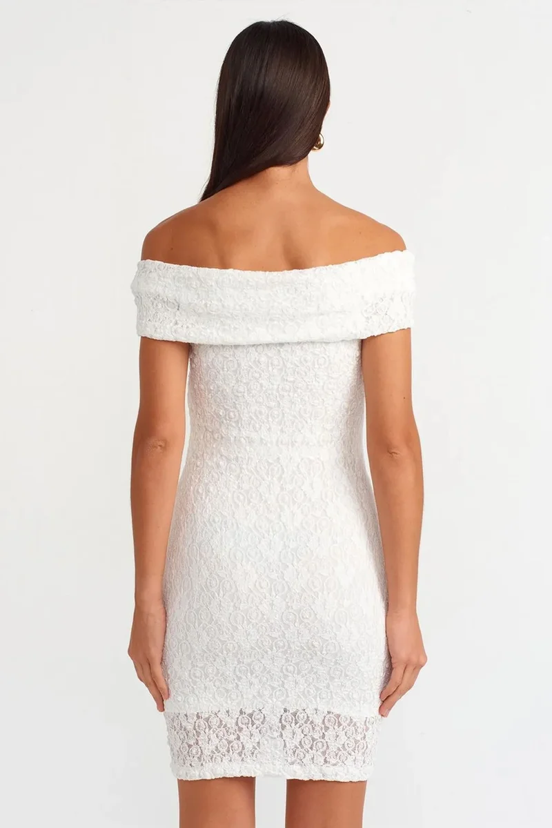 Dilvin White DILVIN Bodycon Mini Lace Dress for Women | Best Price UAE