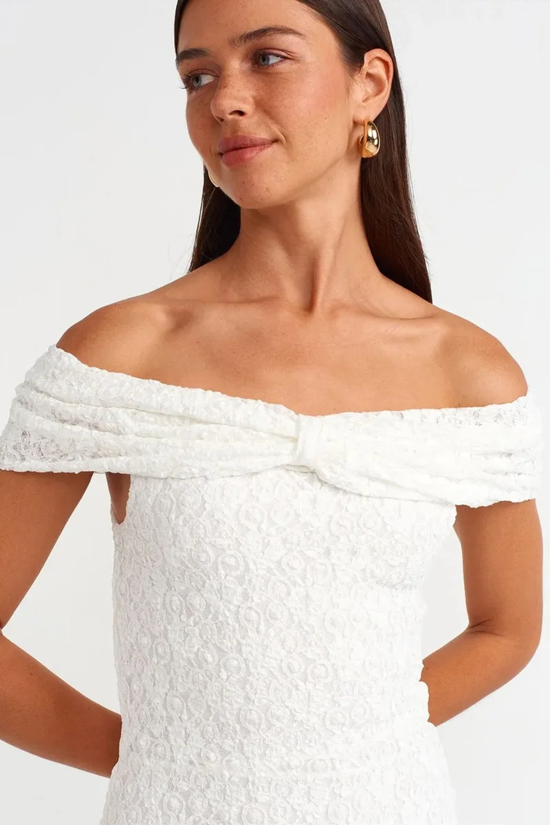 Dilvin White DILVIN Bodycon Mini Lace Dress for Women | Best Price UAE