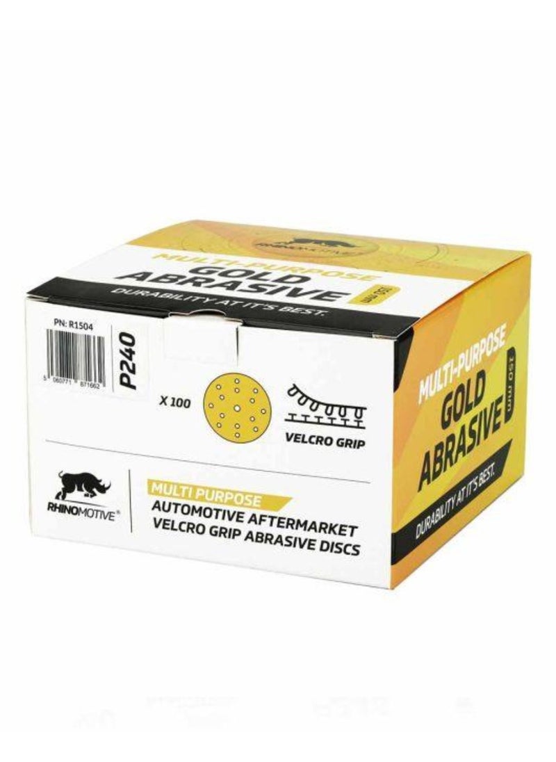 RHINOMOTIVE MULTI-PURPOSE GOLD ABRASIVE DISC Grit 240 100Pcs Per Pack  - Image 4