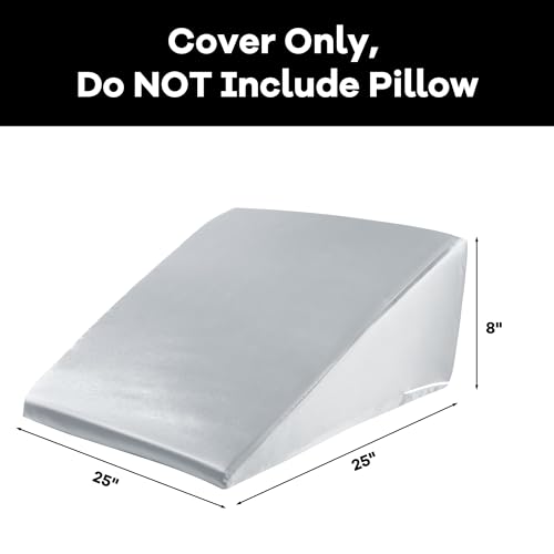 HOMBYS Satin Bed Wedge Pillow Cover Silky Smooth Wedge Pillowcase 1 Pack 24x24x8 Soft Breathable Removable Machine WashableZipper Design Pillow Not Include Light Grey 24x24x8 - Image 3