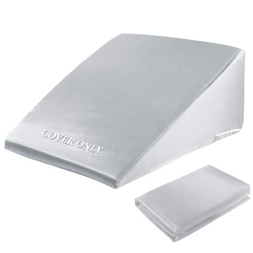 HOMBYS Satin Bed Wedge Pillow Cover Silky Smooth Wedge Pillowcase 1 Pack 24x24x8 Soft Breathable Removable Machine WashableZipper Design Pillow Not Include Light Grey 24x24x8 - Image 1