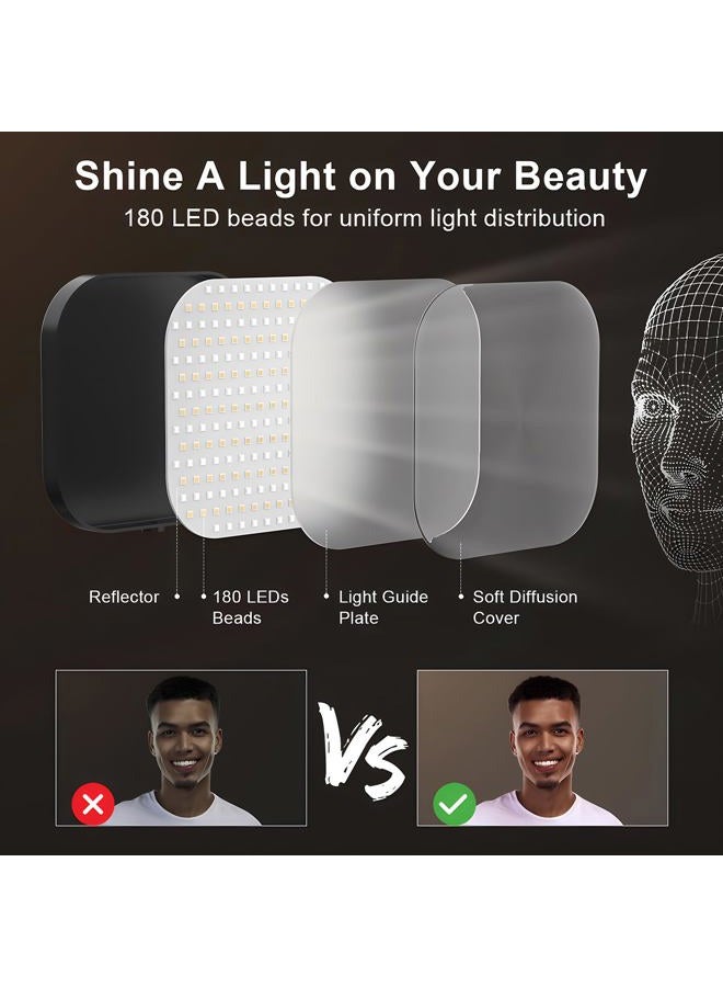 Mojimdo Video Conference Lighting, 180 LED Video Light with 3 Color & 5 Brightness & Timmer for Video Recording, Webcam Light Phone Holder for Laptop Computer Online Meeting, Video Calls, Live Streaming - Image 3