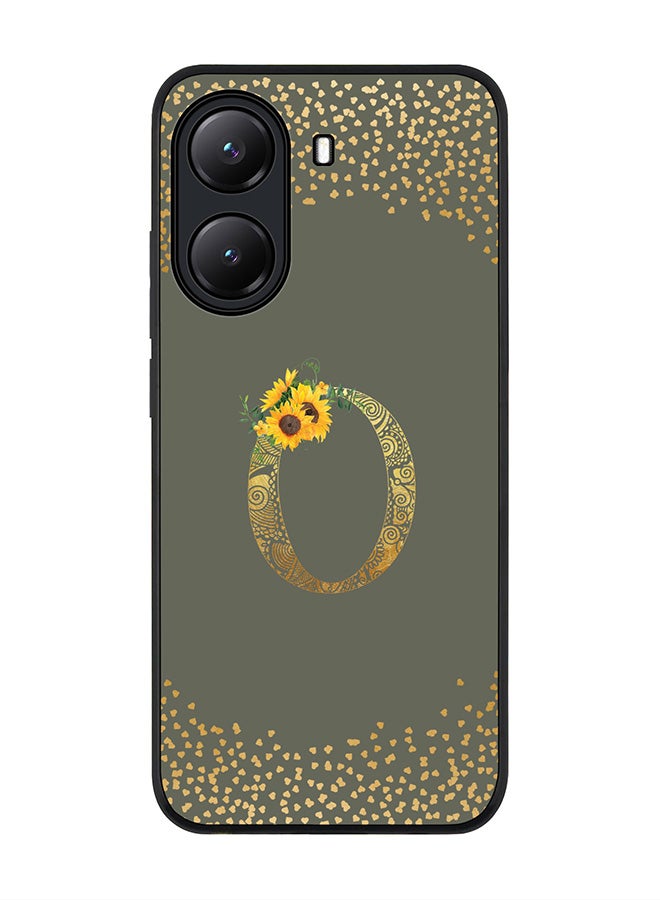 Stylizedd For Xiaomi Poco X7 Pro 5G Case,Slim fit Camera Protection, Shockproof Thin Phone cover  - Custom Floral Monogram - O  (Olive Green ) - Image 1