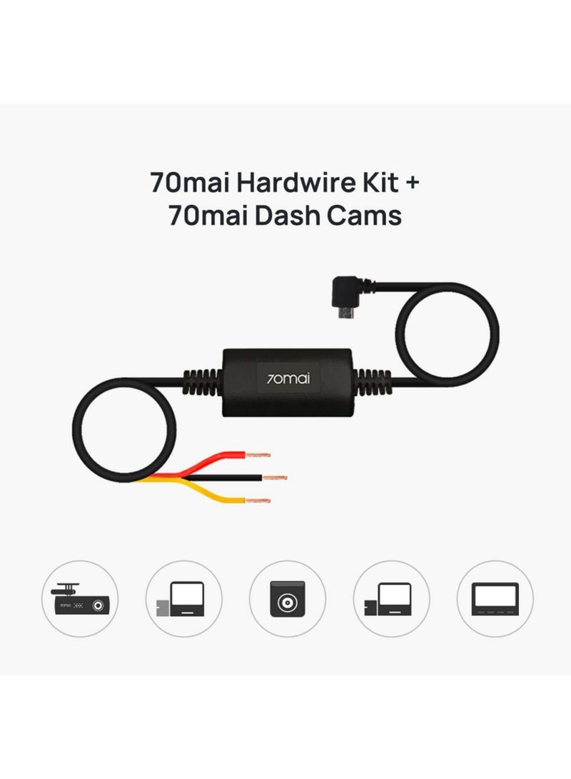 سايكفو طقم أسلاك USB صغير 70mai UP02 لكاميرات لوحة القيادة، 10 أقدام لكاميرات لوحة قيادة السيارة 70mai، مزود طاقة لمراقبة مواقف السيارات على مدار 24 ساعة لكاميرا لوحة القيادة A800S A500S D08 A400 - Image 3