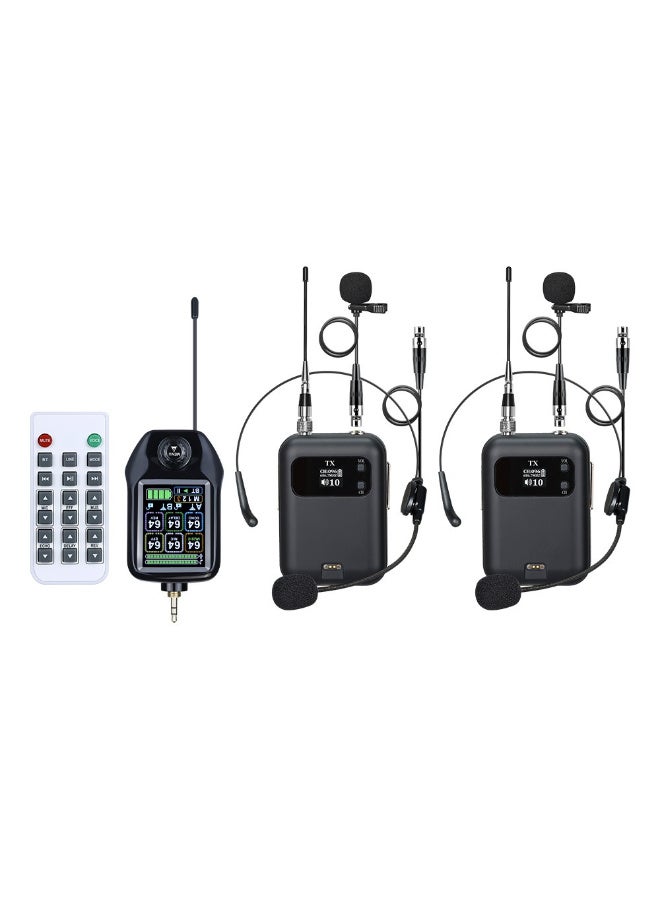 ZFSZ M510 Professional Dual Wireless Bodypack Microphone System with 2 Rechargeable Transmitters, LCD Receiver, Remote Control, Headset & Lavalier Mics - Image 1