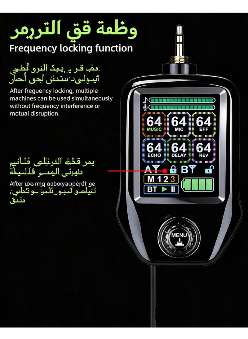 ZFSZ M510 Professional Dual Wireless Bodypack Microphone System with 2 Rechargeable Transmitters, LCD Receiver, Remote Control, Headset & Lavalier Mics - Image 2