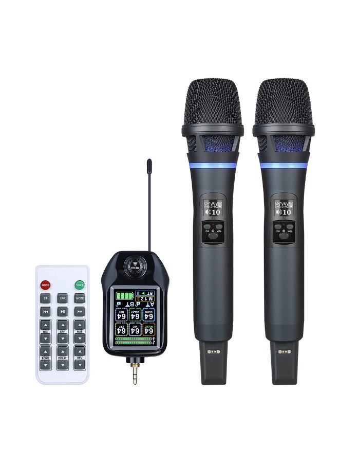نظام الميكروفونات اللاسلكية المحمولة الثنائية الرائد ZFSZ M510 - ميكروفونات ثنائية ذكية قابلة لإعادة الشحن مزودة بجهاز استقبال بشاشة LCD ملونة وجهاز تحكم عن بُعد، مع ضبط احترافي للصدى/الجهير للكاريوكي والمناسبات (ثنائي القنوات) - Image 1