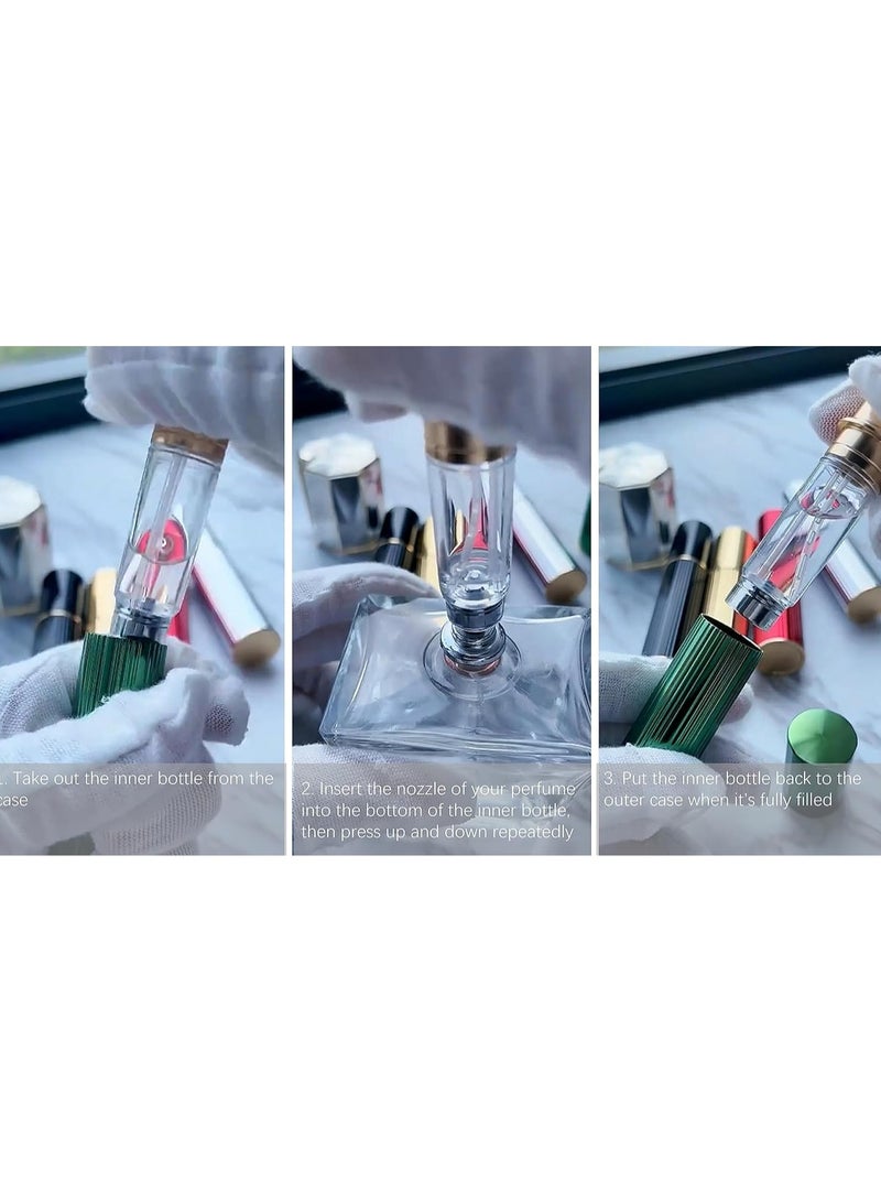 زجاجة عطر قابلة لإعادة الملء مكونة من قطعتين زجاجة عطر رذاذ للسفر صغيرة 5 مل رذاذ رذاذ حاوية عطر فارغة محمولة لقضاء عطلة ما بعد الحلاقة والليل (أسود × 2)  - Image 5