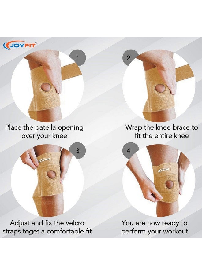جوي فت غطاء الركبة JoyFit - دعامة الركبة بتصميم مضاد للانزلاق، دعامة الركبة القابلة للتعديل والمسامية المصنوعة من النيوبرين لعلاج التهاب المفاصل وتسكين الآلام والأنشطة الرياضية وتمارين الصالة الرياضية للرجال والنساء (زوج) - Image 4