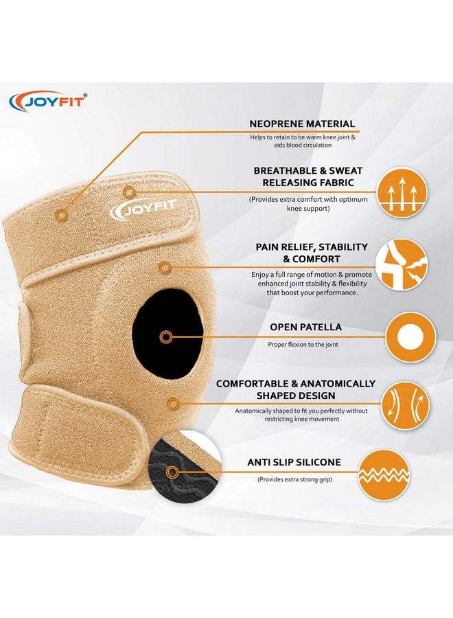 جوي فت غطاء الركبة JoyFit - دعامة الركبة بتصميم مضاد للانزلاق، دعامة الركبة القابلة للتعديل والمسامية المصنوعة من النيوبرين لعلاج التهاب المفاصل وتسكين الآلام والأنشطة الرياضية وتمارين الصالة الرياضية للرجال والنساء (زوج) - Image 2