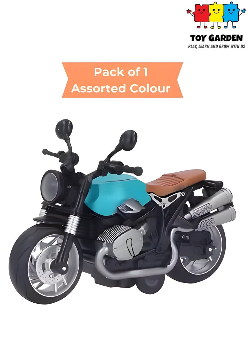 TOY GARDEN Pull Back Motorcycle Toy – Pack of 1 Assorted Colors with Lights & Sound | Realistic Motorbike Toy for Kids Ages 3-5 | Fun & Durable Bike Toy for Toddlers - Image 1
