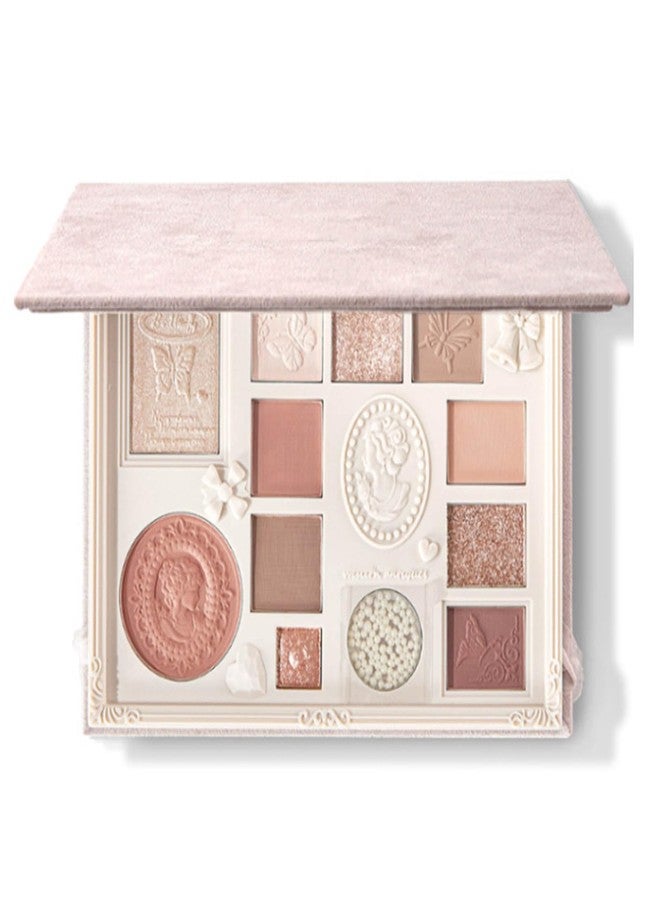 Ezyuanchly Lace 12 Color Eyeshadow Palette, Blendable Shimmer and Matte Nudes Shades, All In One Makeup Blush Highlighter, Pink - Image 1