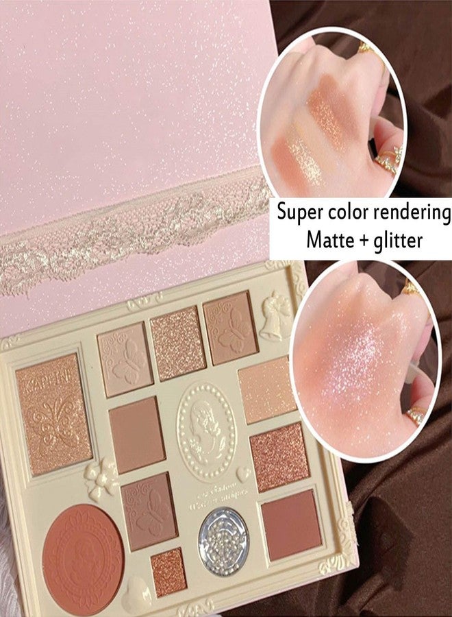 Ezyuanchly Lace 12 Color Eyeshadow Palette, Blendable Shimmer and Matte Nudes Shades, All In One Makeup Blush Highlighter, Pink - Image 5