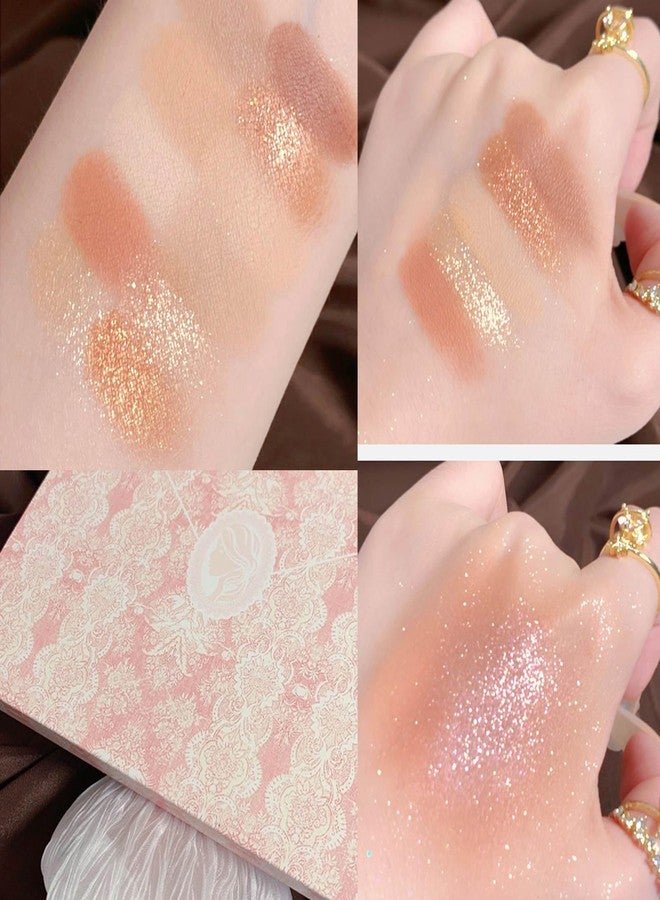 Ezyuanchly Lace 12 Color Eyeshadow Palette, Blendable Shimmer and Matte Nudes Shades, All In One Makeup Blush Highlighter, Pink - Image 3