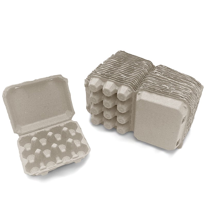 Henlay Quail Egg Cartons  Recycled Cardboard Paper Pulp 3x4 Square Style  Holds One Dozen Eggs 30