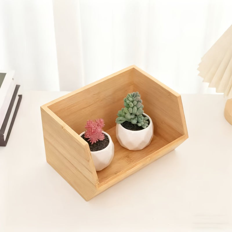 Bamboo Storage Boxes, Stackable Storage Boxes, Kitchen Storage Boxes, Desktop Storage Boxes, Storage Containers, Suitable for Organizing Clutter in the Kitchen, Office, and Bedroom, Convenient for Storage. - Image 4