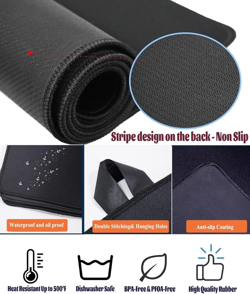 QTECLOR أغطية ��سطح الموقد، غطاء كبير جدًا لسطح الموقد الكهربائي، وسادة مانعة للانزلاق ومقاومة للماء، حامي لسطح الموقد المصنوع من الزجاج السيراميكي، مقاس 28.5" × 20.5"، لون أسود - Image 4