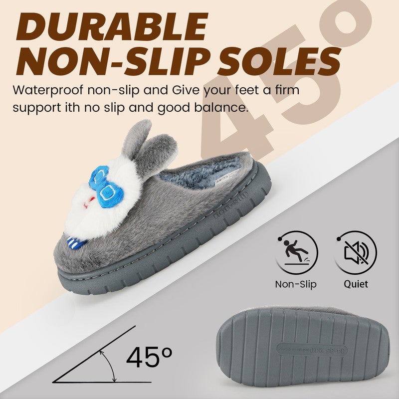 لاكي كيدز جزم كارتون للأطفال، أحذية منزلية حيوانية مضحكة بنعل غير قابل للانزلاق، أحذية داخلية مريحة من الفرو الدافئ للأولاد والبنات - Image 4