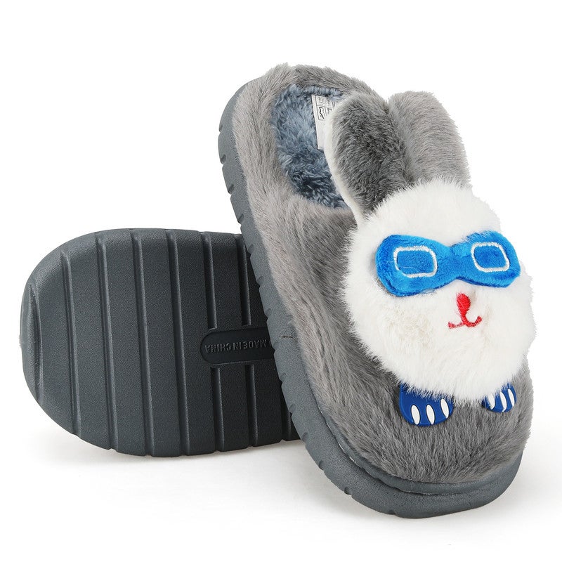 لاكي كيدز جزم كارتون للأطفال، أحذية منزلية حيوانية مضحكة بنعل غير قابل للانزلاق، أحذية داخلية مريحة من الفرو الدافئ للأولاد والبنات - Image 1