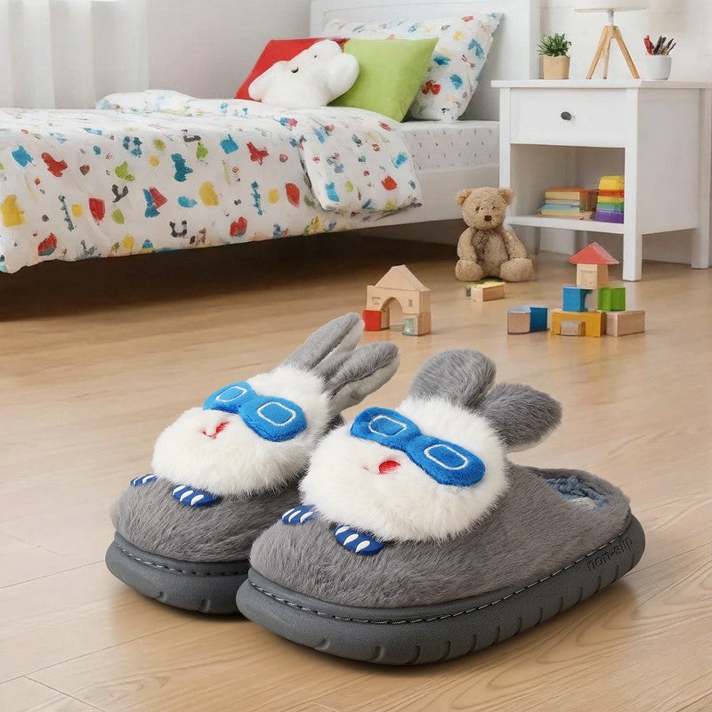 لاكي كيدز جزم كارتون للأطفال، أحذية منزلية حيوانية مضحكة بنعل غير قابل للانزلاق، أحذية داخلية مريحة من الفرو الدافئ للأولاد والبنات - Image 5