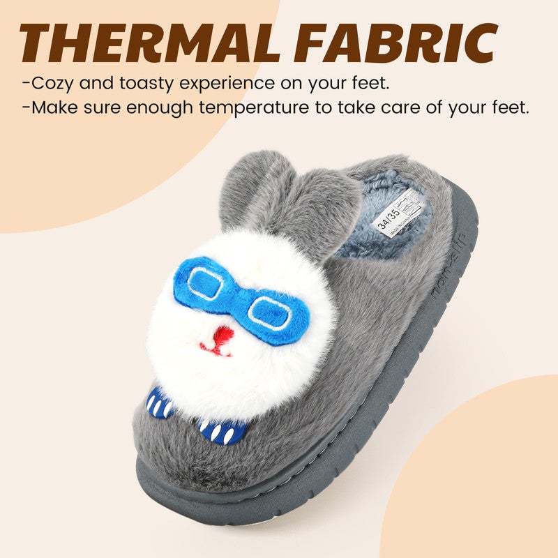 لاكي كيدز جزم كارتون للأطفال، أحذية منزلية حيوانية مضحكة بنعل غير قابل للانزلاق، أحذية داخلية مريحة من الفرو الدافئ للأولاد والبنات - Image 2