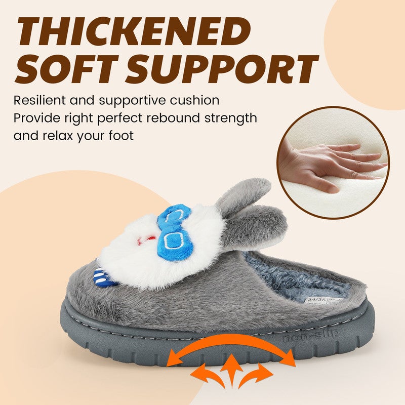 لاكي كيدز جزم كارتون للأطفال، أحذية منزلية حيوانية مضحكة بنعل غير قابل للانزلاق، أحذية داخلية مريحة من الفرو الدافئ للأولاد والبنات - Image 3