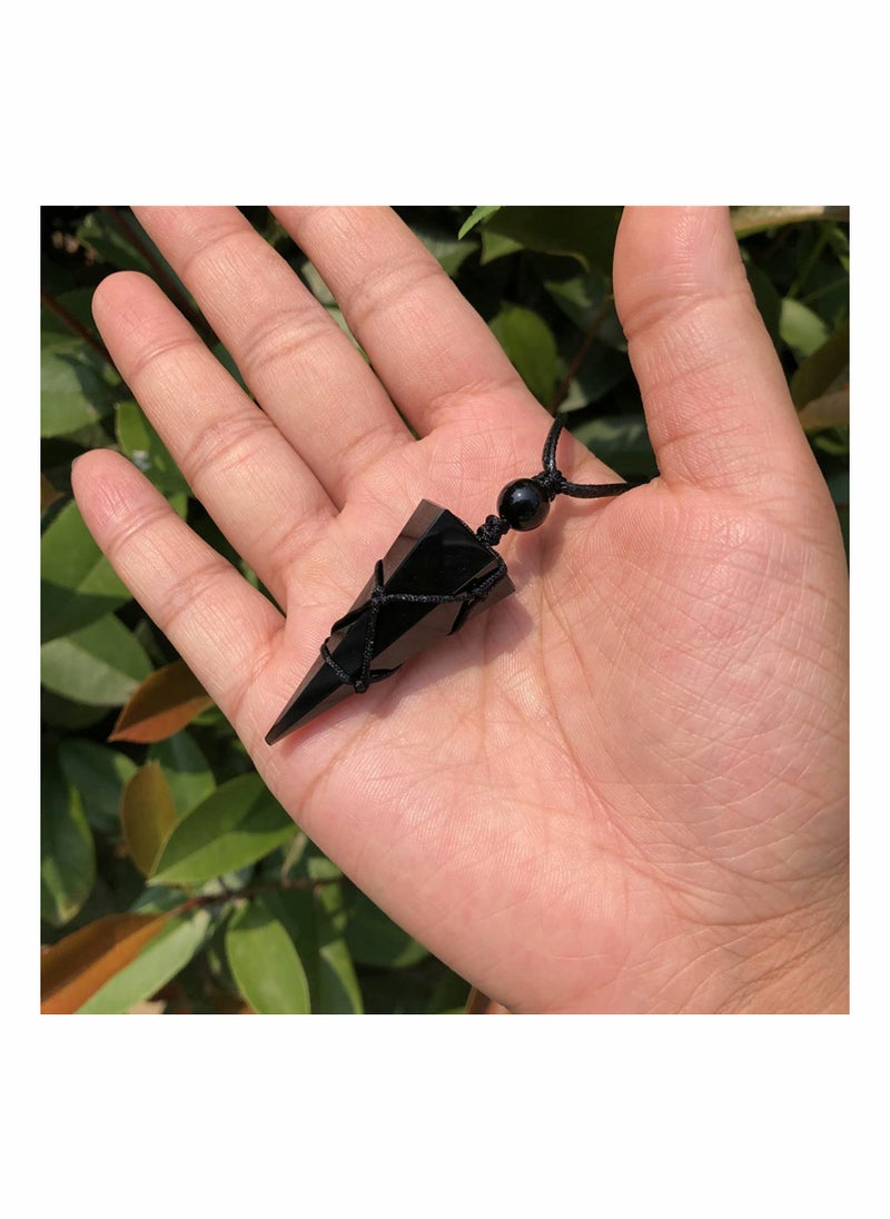 SYOSI - Healing Crystal Pendant Necklace Hexagonal Stone Pointed Gemstone Necklace for Men Women for Healing Reiki Chakra Pendulum Pendant with Adjustable Cord - Image 1