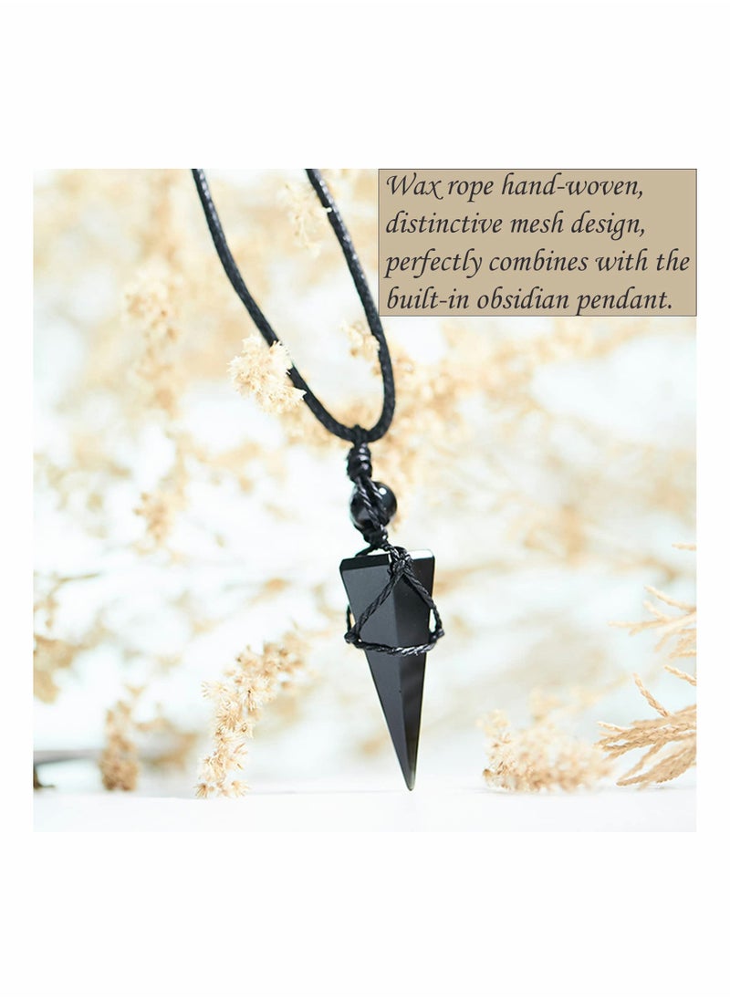 SYOSI - Healing Crystal Pendant Necklace Hexagonal Stone Pointed Gemstone Necklace for Men Women for Healing Reiki Chakra Pendulum Pendant with Adjustable Cord - Image 1