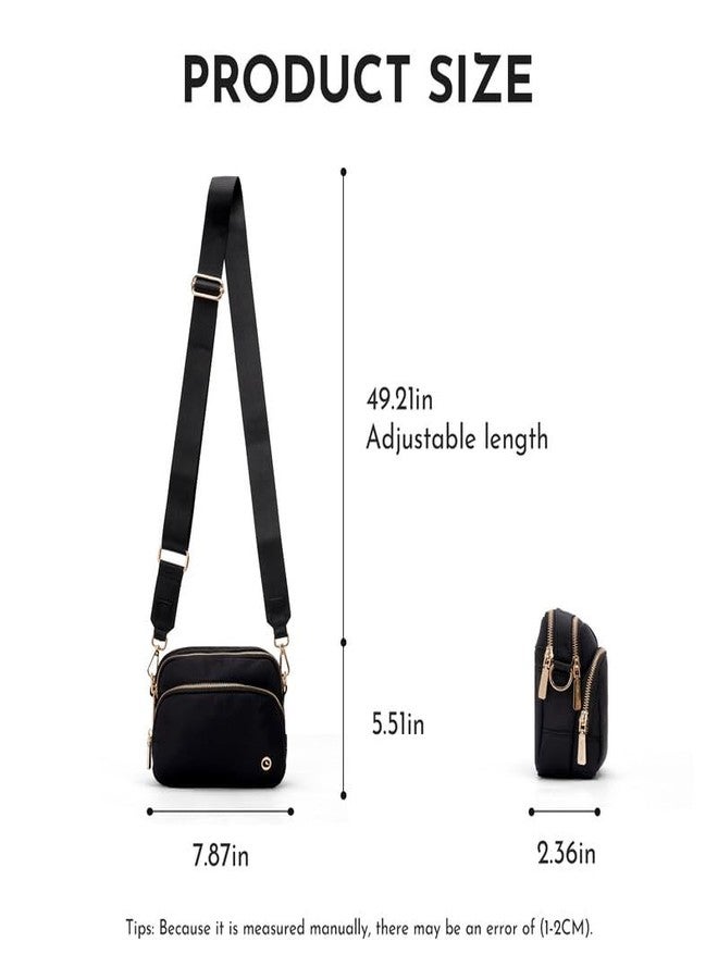Caitina Wristlet Wallets for Women Nylon Crossbody Bum Bag with 4 Zippers Checkered Wristlet Purse with Adjustable Strap Brown Leopard - Image 5