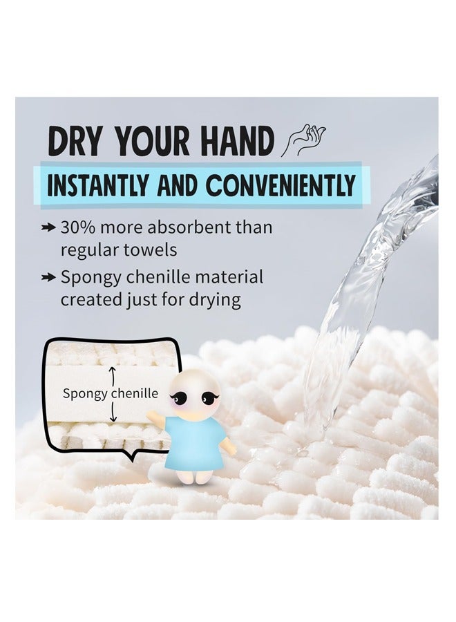 مجموعة مناشف شينيل الكروية الناعمة الممتصة، التجفيف السريع عالي الامتصاص للمناشف اليدوية، المرحاض/منشفة المطبخ 2(أبيض + رمادي) - Image 4