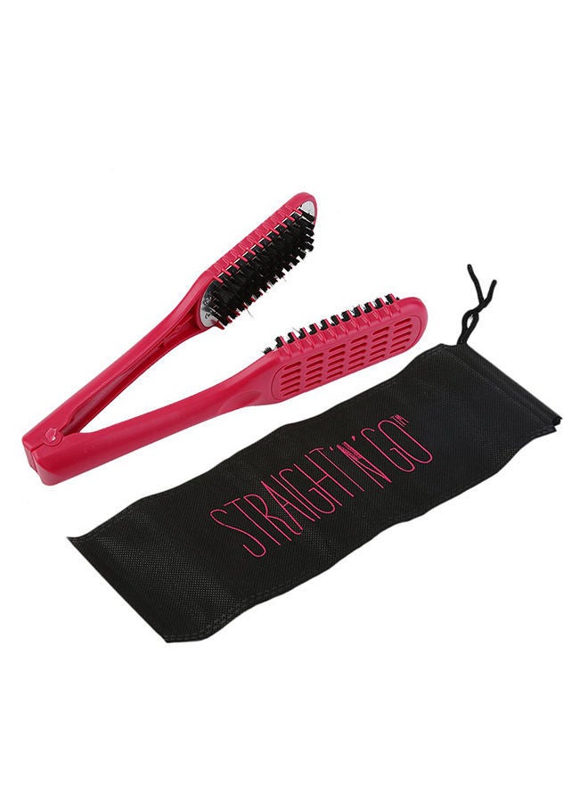 NIBEMINENT Double Sided Hair Straightening Brush Pink/Black - Image 3