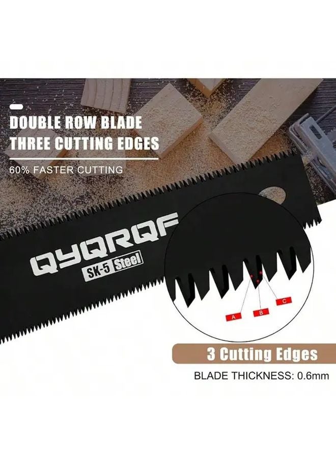 Black And Beige Japanese SK5 Steel Hand Saw 6 Inch Double Edged 15 17 TPI Non Electric Flush Cut Saw With Ergonomic Wooden Handle For Woodworking DIY - Image 3