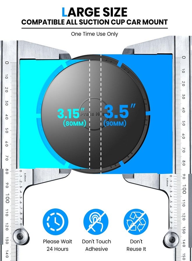 eSamcore Dashboard Pad Mounting Disk for Suction Cup Car Mount Holder, Flexible Strong Adhesive Plate Disc for Dash [Diameter: 3.1”] [1-Pack] - Image 5