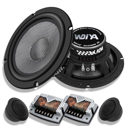 WDiYA 6.5" Components Car Speaker Carbon Fiber Cone Professional Car Sound System High Sensitivity Stereo Automotive Speaker Includes 2 Mid Bass Speakers, High Pitch Speakers, and Divider (Suit) - Image 1