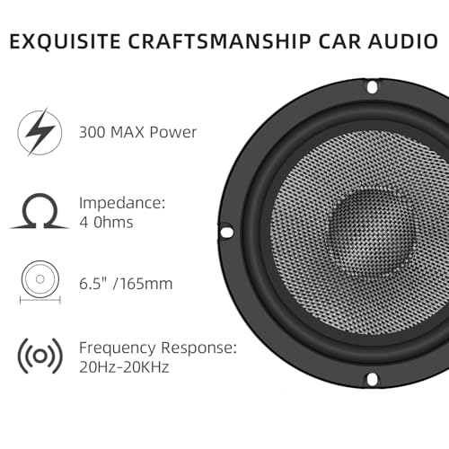 WDiYA 6.5" Components Car Speaker Carbon Fiber Cone Professional Car Sound System High Sensitivity Stereo Automotive Speaker Includes 2 Mid Bass Speakers, High Pitch Speakers, and Divider (Suit) - Image 5