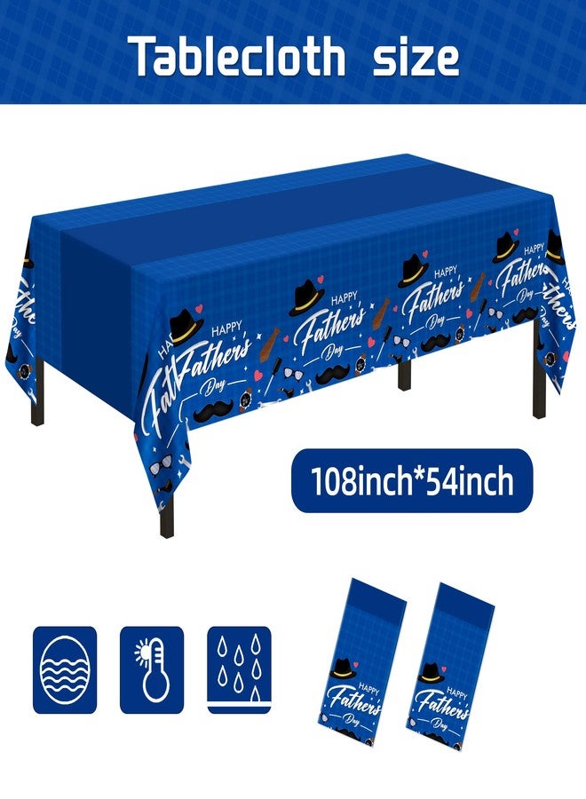Childom 2 Pack Fathers Day Tablecloth, 54" x 108" Fathers Day Party Table Cloths Plastic Disposable Table Covers, Fathers Day Party Supplies, Fathers Day Party Decorations Tablecloth for Buffet Table Party - Image 2