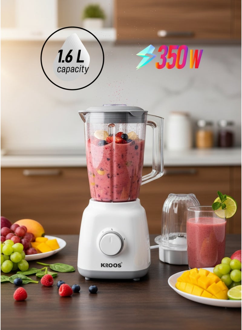 KROOS Electric Blender with Grinder, High Power Motor, Multi-Angle Sharp Blades and Multi-Gear Adjustment 350W 1.6L KR-5646 - Image 1