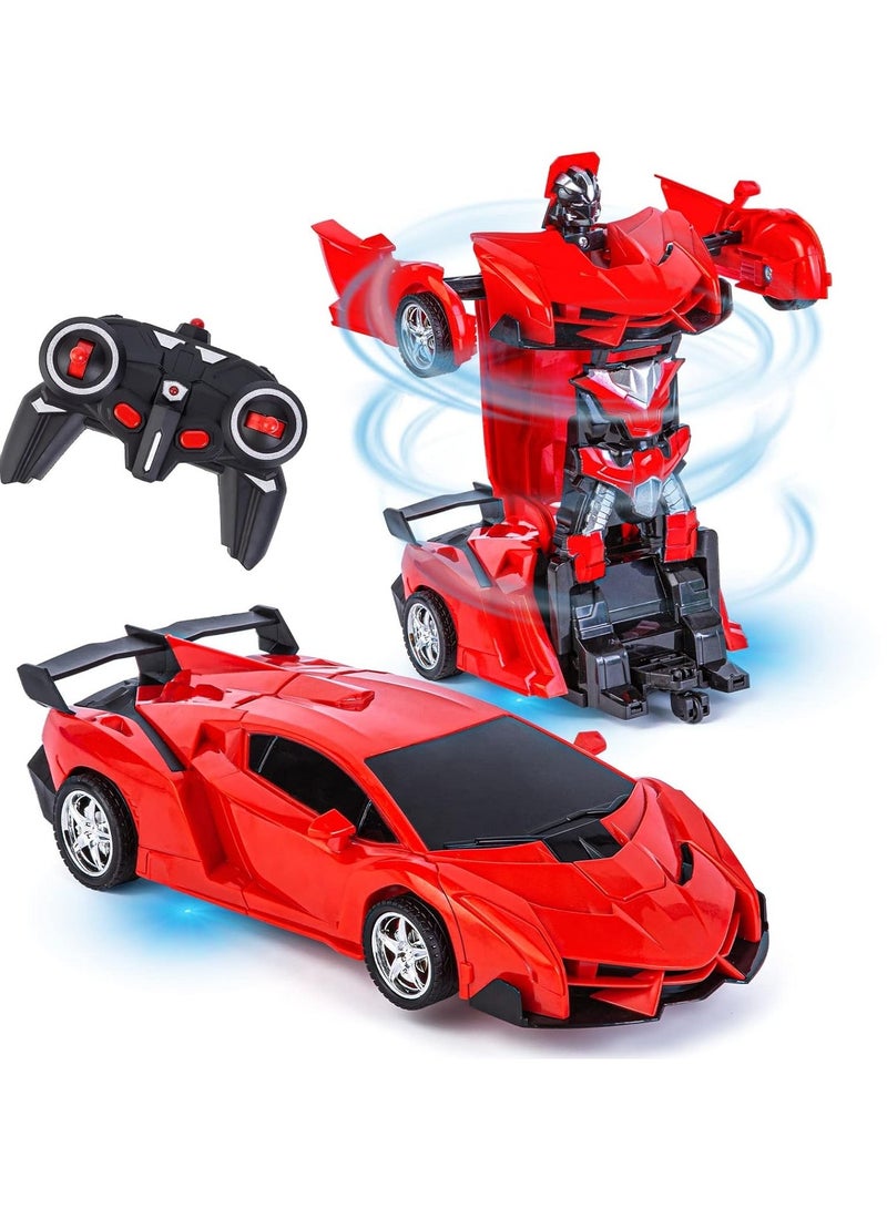 Toys for Boys  Transformer Car - High Speed RC Car Robot with Lights,  Soft Grip Tires, 360 Degree Turning - Birthday Drift Hobby Gift Toys for Kids & Toddlers (red) - Image 1