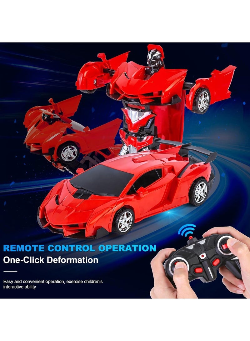 Toys for Boys  Transformer Car - High Speed RC Car Robot with Lights,  Soft Grip Tires, 360 Degree Turning - Birthday Drift Hobby Gift Toys for Kids & Toddlers (red) - Image 3