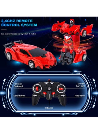 Toys for Boys  Transformer Car - High Speed RC Car Robot with Lights,  Soft Grip Tires, 360 Degree Turning - Birthday Drift Hobby Gift Toys for Kids & Toddlers (red) - view 5