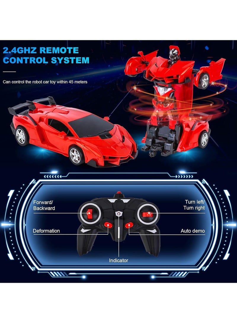 Toys for Boys  Transformer Car - High Speed RC Car Robot with Lights,  Soft Grip Tires, 360 Degree Turning - Birthday Drift Hobby Gift Toys for Kids & Toddlers (red) - Image 5