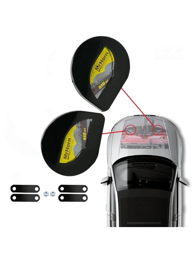 MRHORN MR80MK021 Dual Tone Electric Car Horn 12V 112dB 410Hz 510Hz Slender Snail Horn Pair, Adjustable Volume, Universal Replacement for Car SUV Pickup Van Truck Bus Motorcycle - Image 3