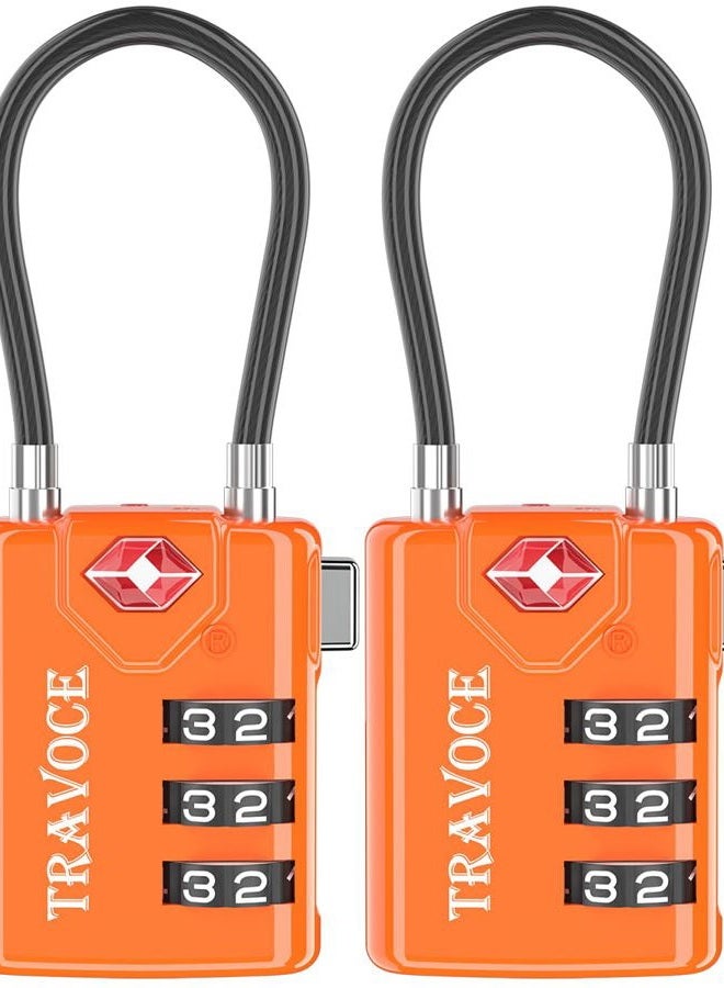Travoce TSA Approved Luggage Locks, Travel Locks Which Also Work Great as Gym Locks, Toolbox Lock, Backpack and More, Orange 2 Pack - Image 1