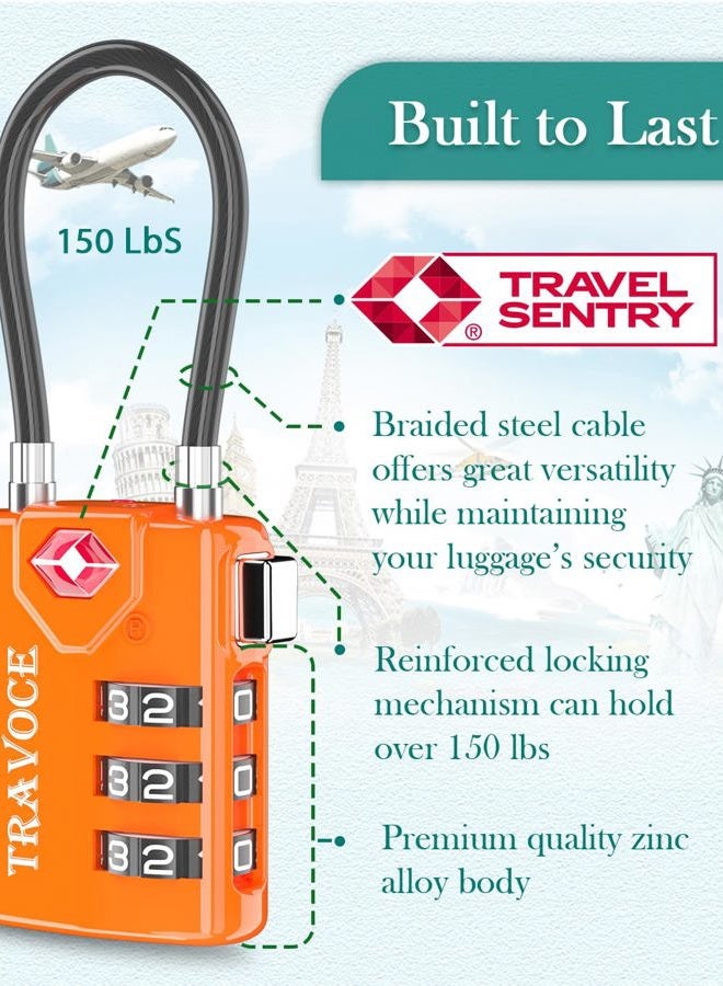 Travoce TSA Approved Luggage Locks, Travel Locks Which Also Work Great as Gym Locks, Toolbox Lock, Backpack and More, Orange 2 Pack - Image 5