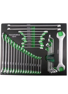 ROCKFORCE Offset Double Ring Spanner Box End Wrench Set 31 Pieces in a Tray