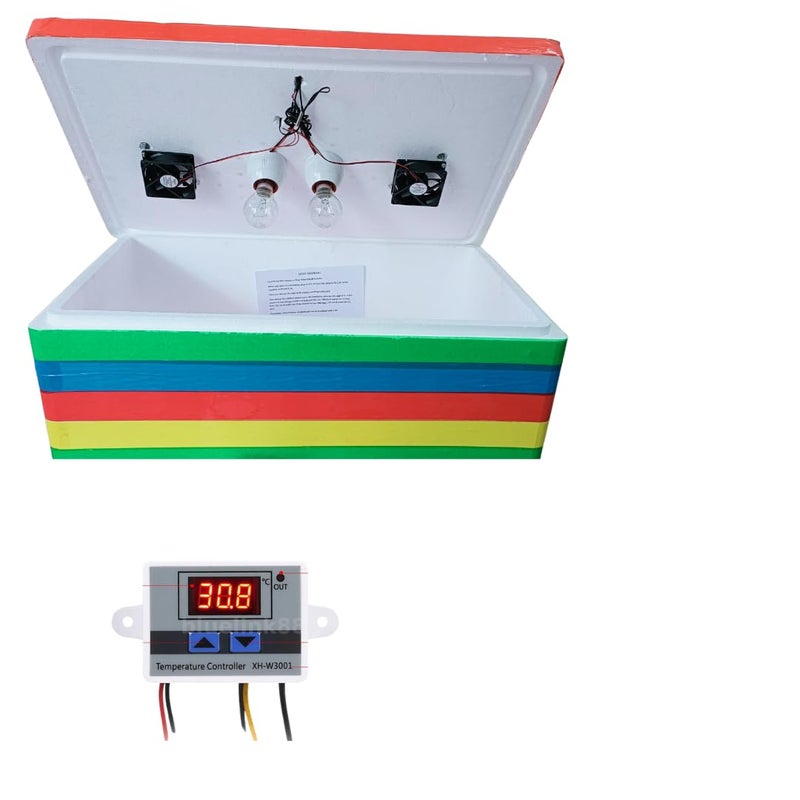 HUMBE&CO - Save Trees, Save Earth HUMBE&CO حاضنة بيض نصف أوتوماتيكية مزدوجة بسعة 100 بيضة مع شارب ومغذي مجاني - Image 1