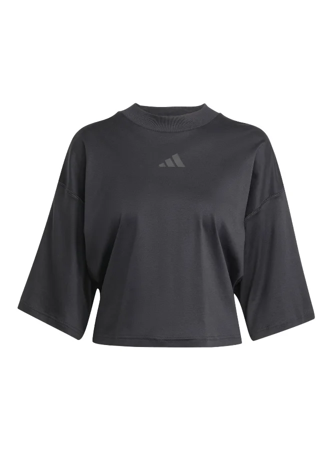 Adidas Adidas W Ce Q2 Tee Black T-Shirt (Short Sleeve) T-Shirts For Women