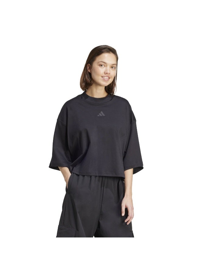 Adidas W Ce Q2 Tee Black Training T-Shirts For Women XS - Image 4