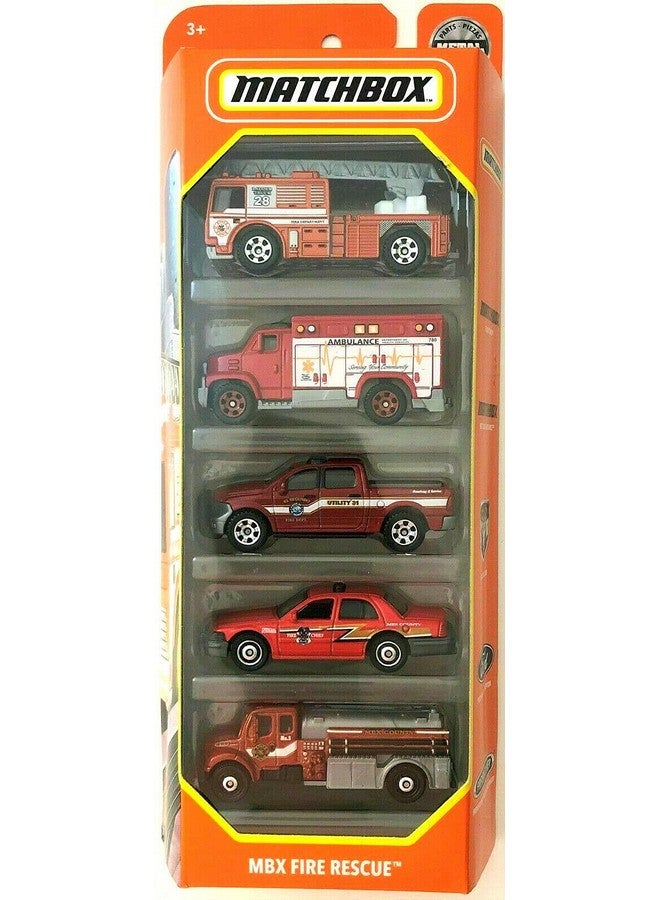 ماتش بوكس مجموعة Mbx Fire Rescue مكونة من 5 مركبات بمقياس 1:64